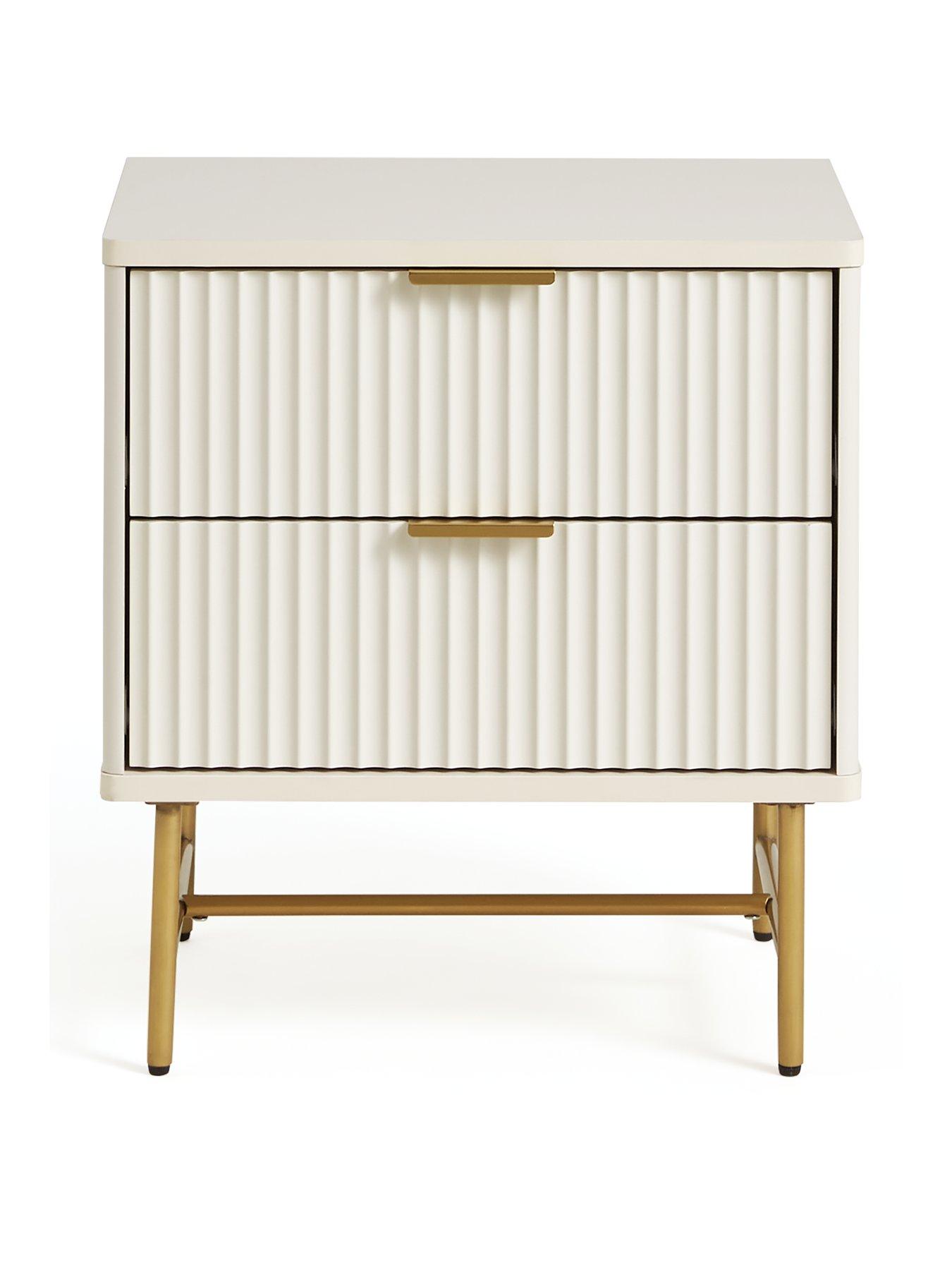 Image 2 of 5 of The Very Collection Cora 2 Drawer Bedside Chest - Ivory/Brass