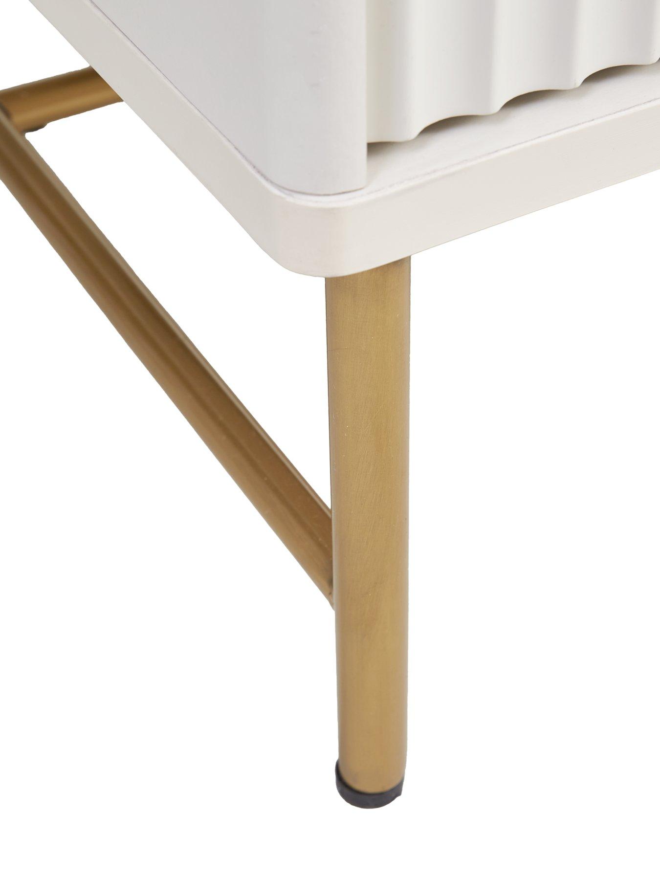 Image 5 of 5 of The Very Collection Cora 2 Drawer Bedside Chest - Ivory/Brass