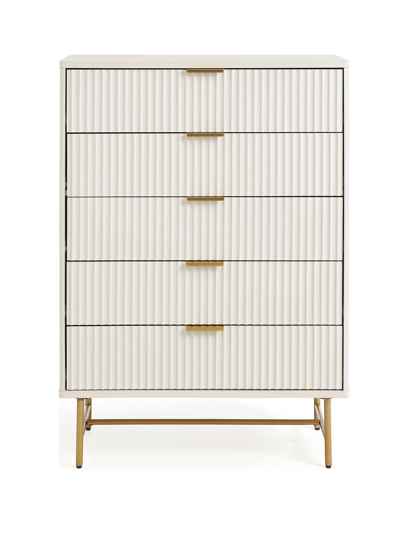 Image 2 of 6 of The Very Collection Cora 5 Drawer Chest - Ivory/Brass