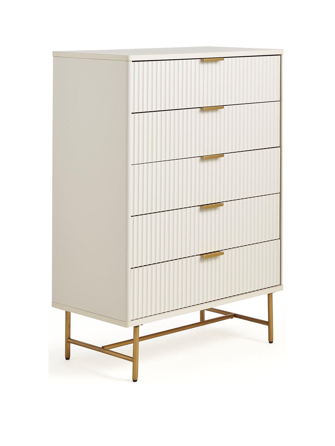 Image 3 of 6 of The Very Collection Cora 5 Drawer Chest - Ivory/Brass