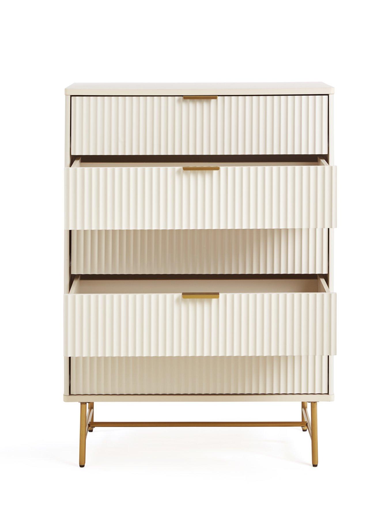Image 4 of 6 of The Very Collection Cora 5 Drawer Chest - Ivory/Brass