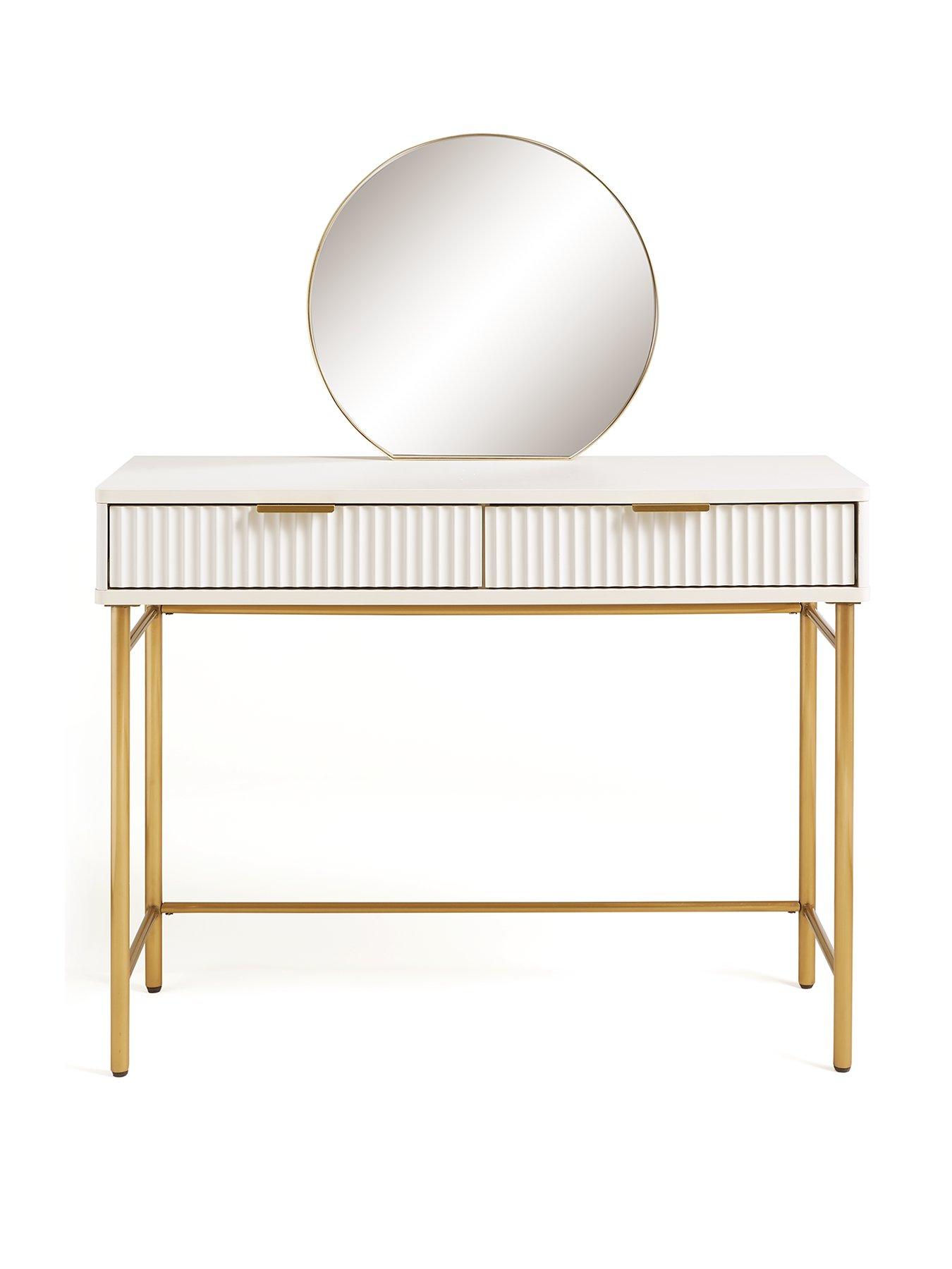 Image 2 of 6 of Very Home Cora Dressing Table and Mirror Set&nbsp;- Ivory/Brass