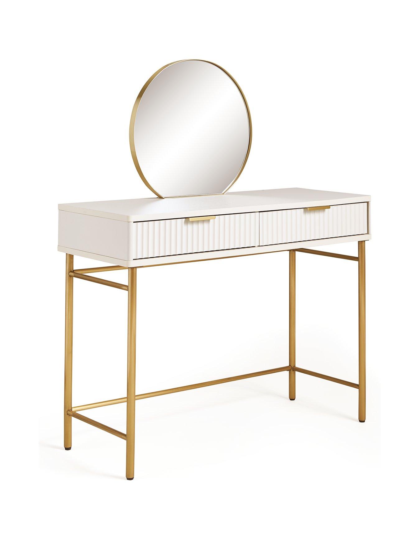 Image 3 of 6 of Very Home Cora Dressing Table and Mirror Set&nbsp;- Ivory/Brass