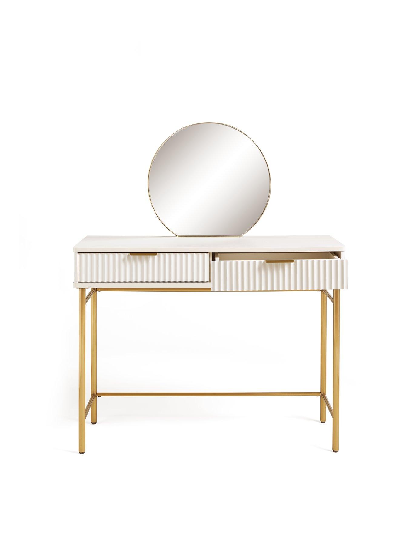 Image 4 of 6 of Very Home Cora Dressing Table and Mirror Set&nbsp;- Ivory/Brass