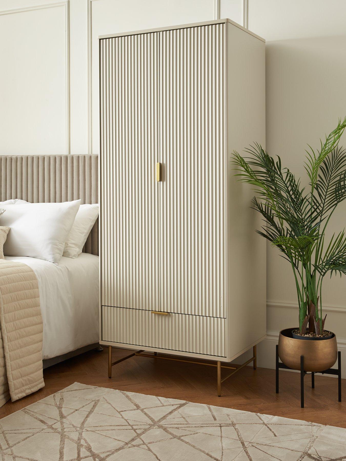 Image 1 of 6 of The Very Collection Cora 2 Door, 1 Drawer Wardrobe - Ivory/Brass