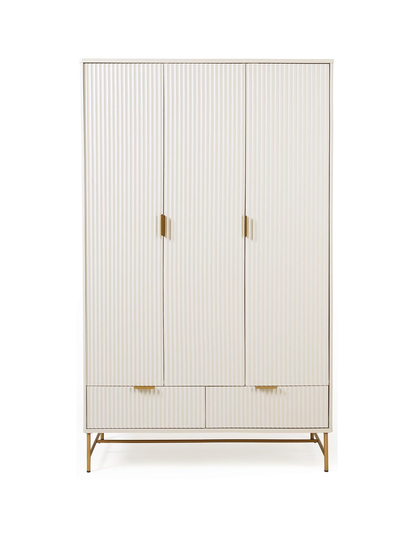 Image 2 of 6 of The Very Collection Cora 3 Door, 2 Drawer Wardrobe - Ivory/Brass