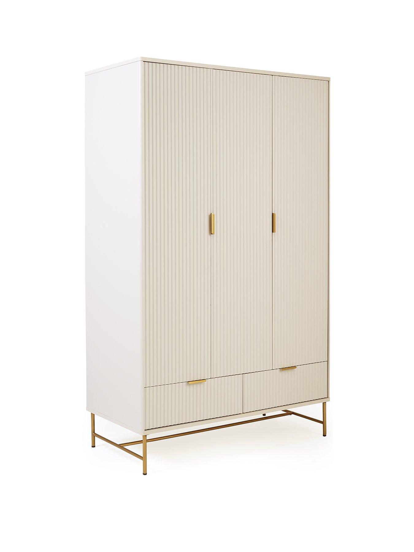 Image 3 of 6 of The Very Collection Cora 3 Door, 2 Drawer Wardrobe - Ivory/Brass