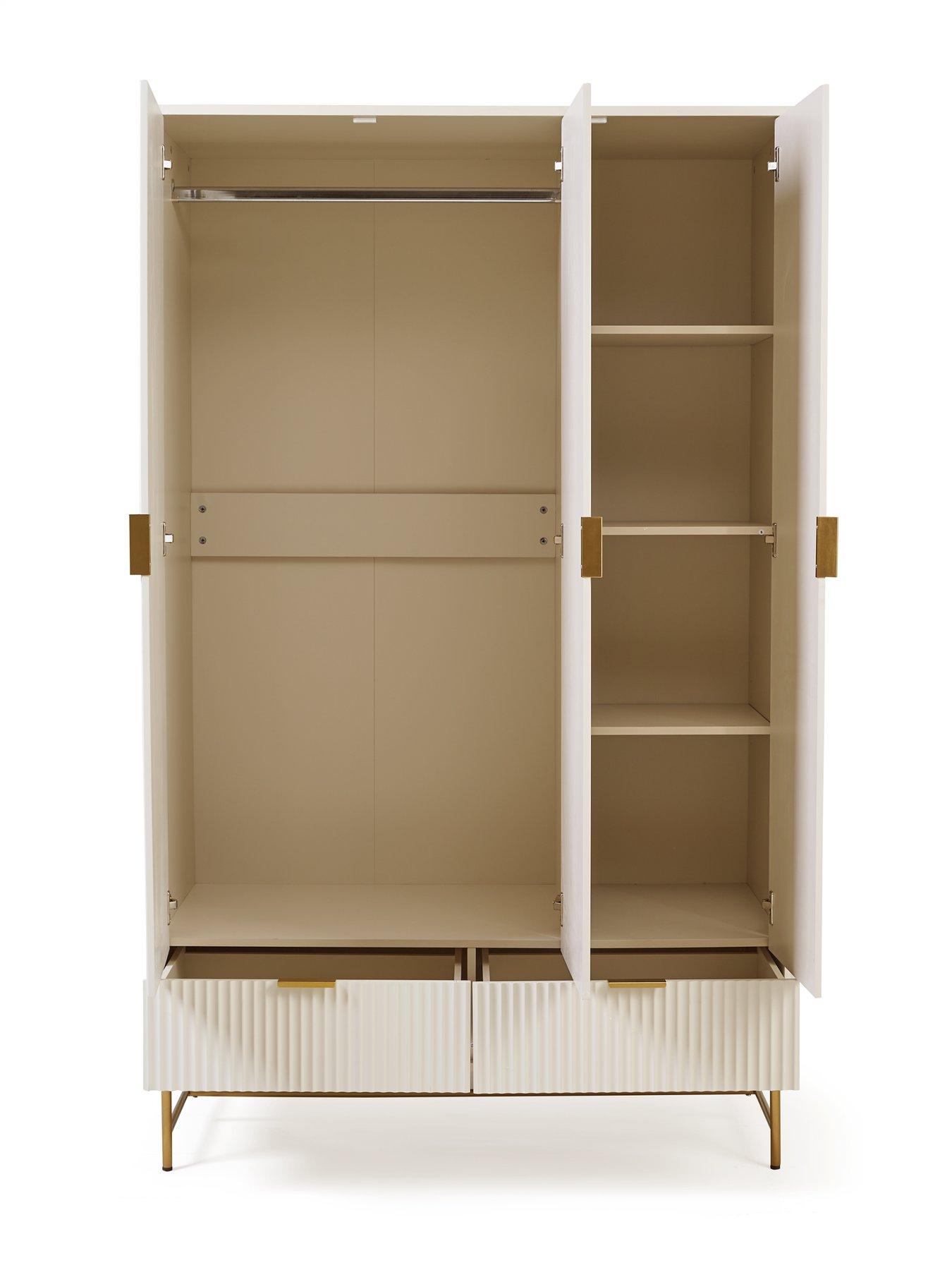 Image 4 of 6 of The Very Collection Cora 3 Door, 2 Drawer Wardrobe - Ivory/Brass