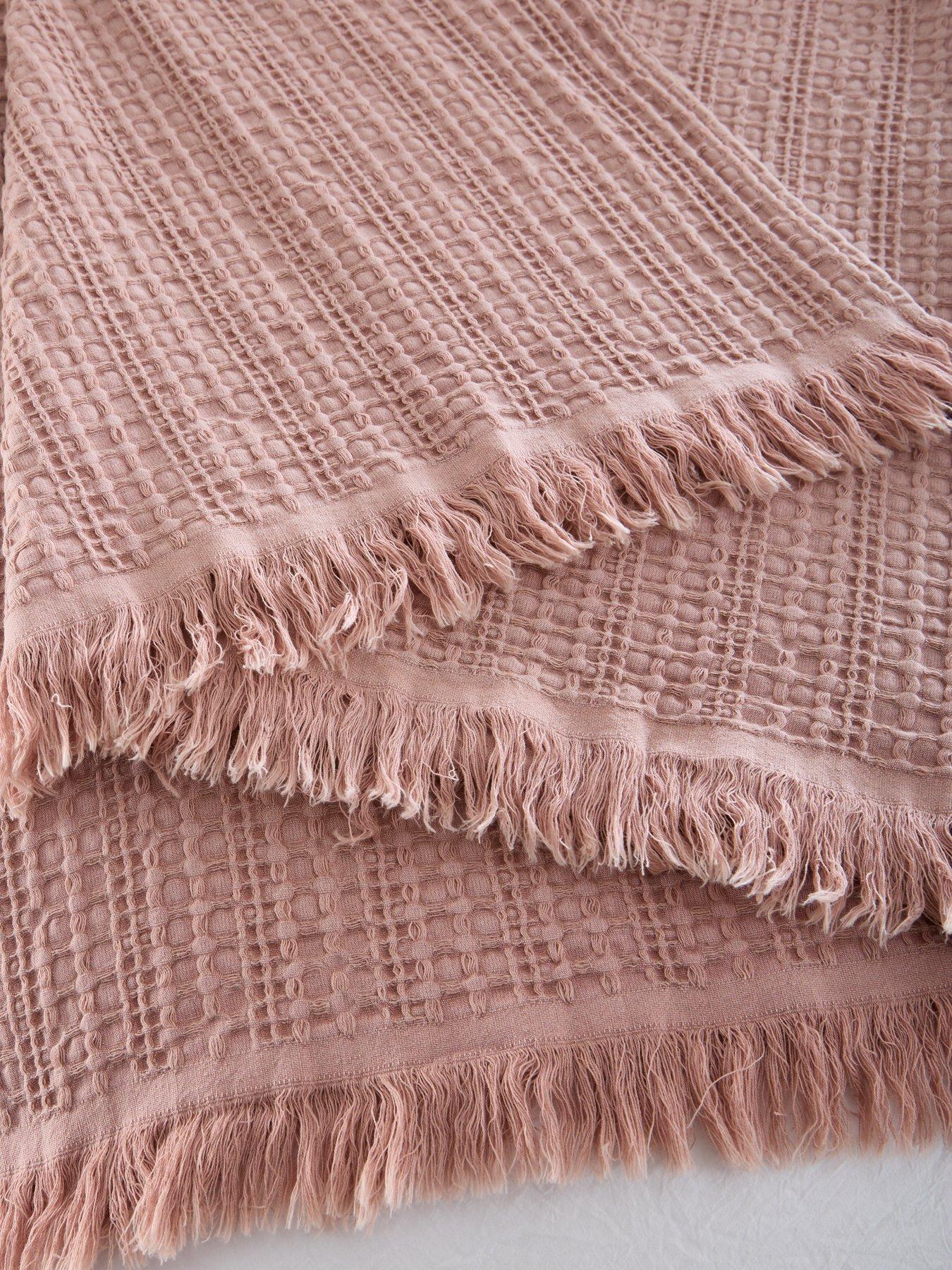 very-home-textured-waffle-cotton-bedspread-throw-ndash-pinkback