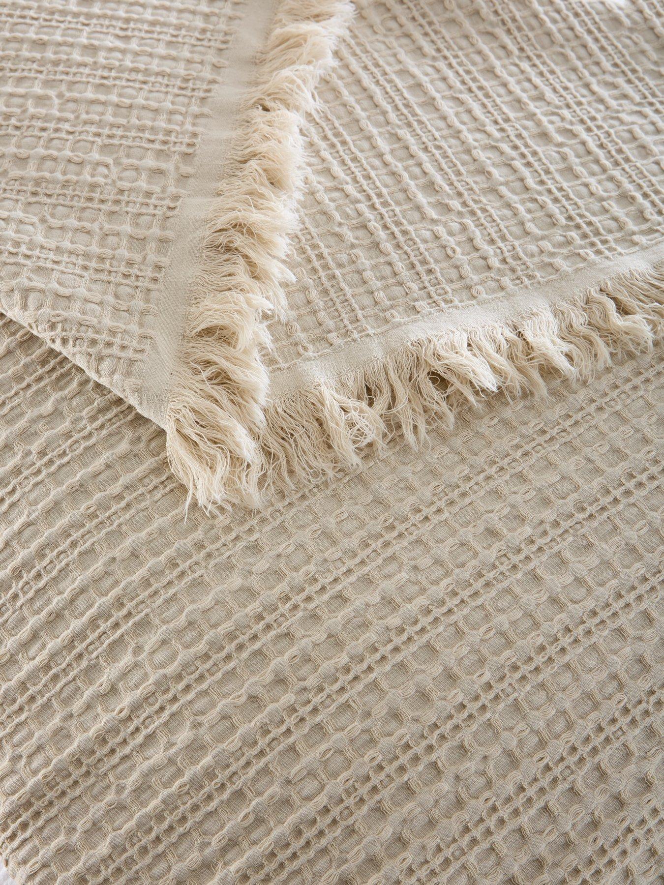 the-very-collection-textured-waffle-cotton-bedspread-throw-ndash-naturalback