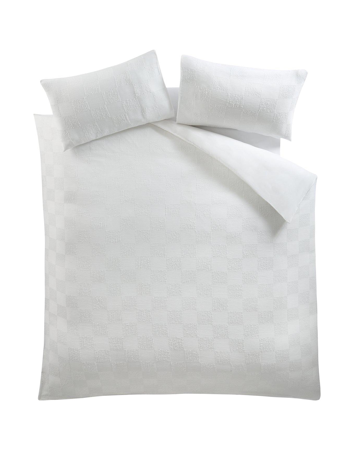 very-home-textured-grid-duvet-cover-set-whitestillFront