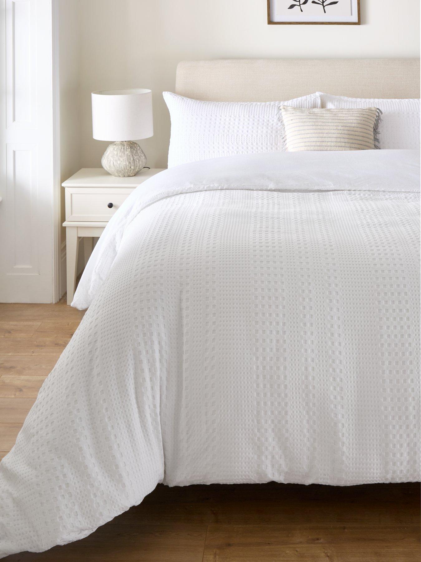 very-home-waffle-stripe-duvet-cover-set-white