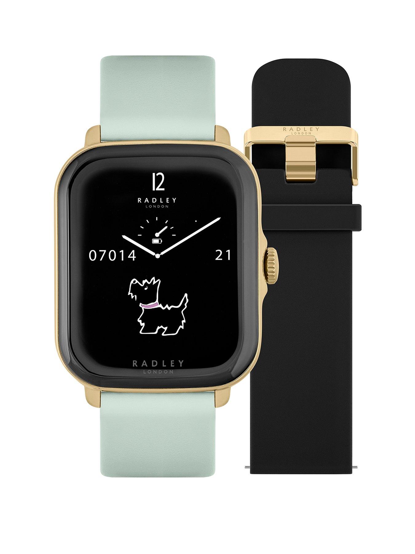 undefined Radley Series 20 Smart Calling Watch with interchangeable Black Silicone and Eucalyptus Leather Straps