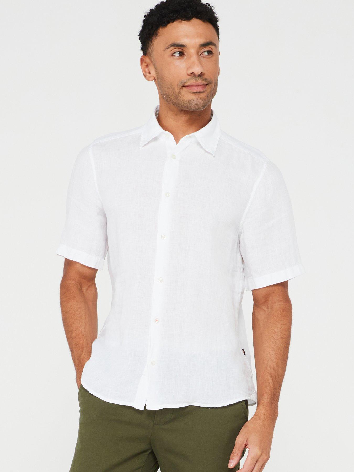 Boss white short sleeve shirt hotsell