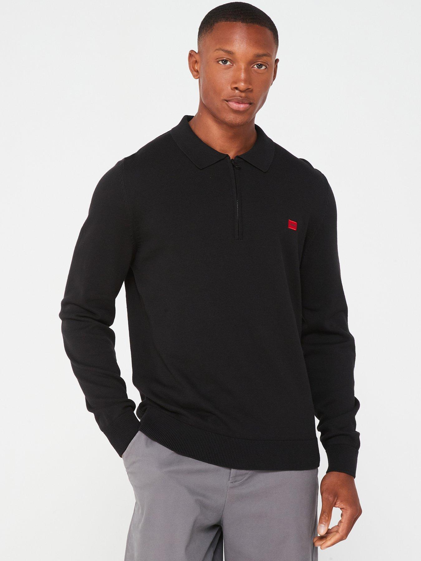 hugo-san-peer-zip-neck-jumper-blackfront