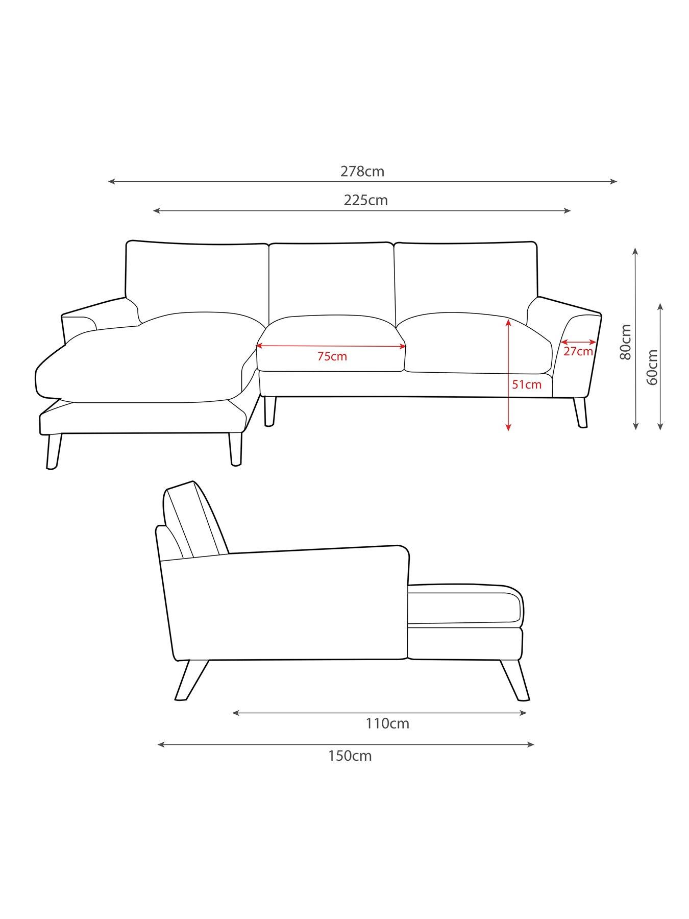 Image 6 of 6 of Very Home Astrid Left Hand Fabric Corner Chaise Sofa&nbsp;- Made to order in the UK