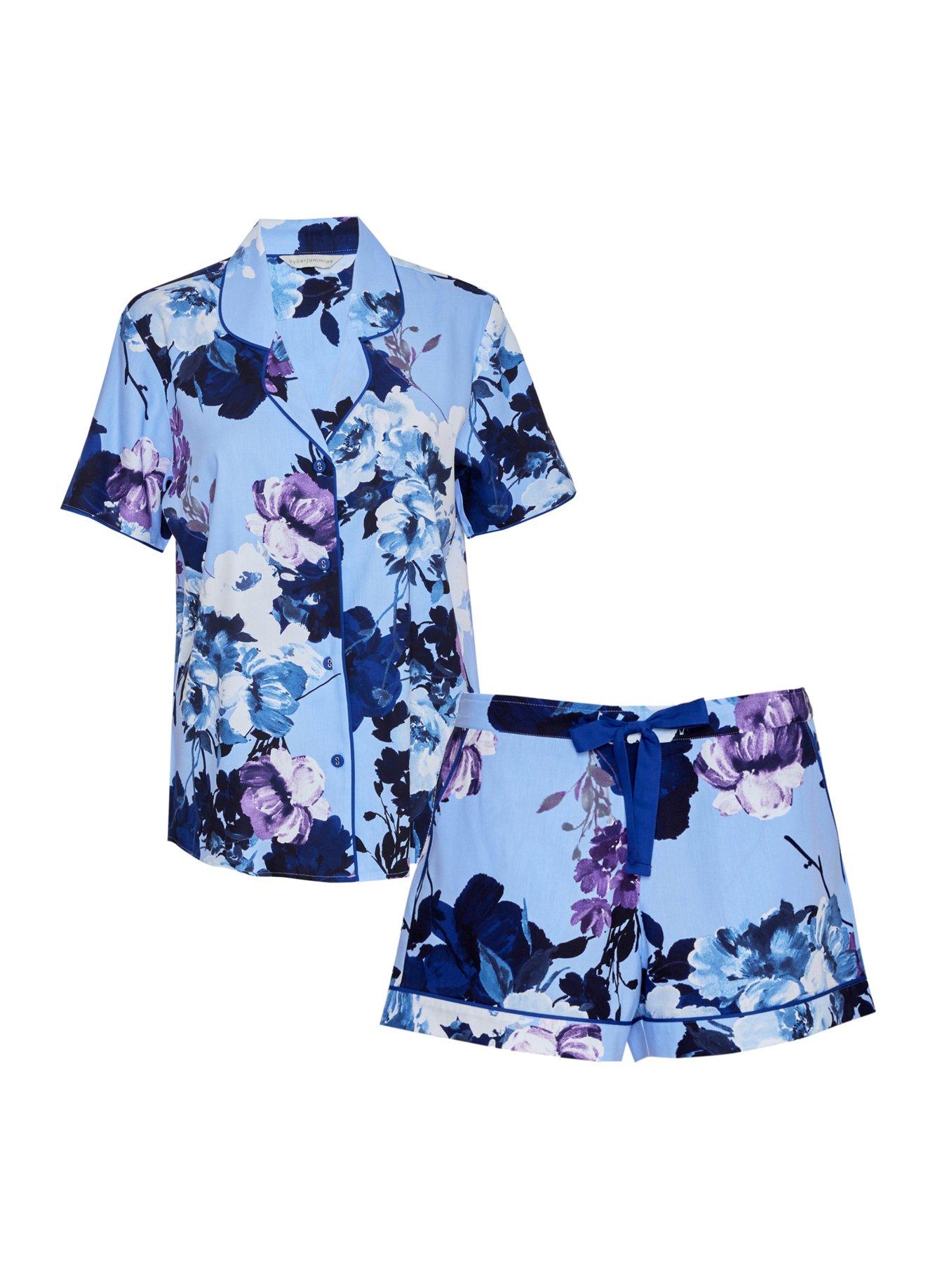 cyberjammies-floral-print-short-pyjama-set--light-blue
