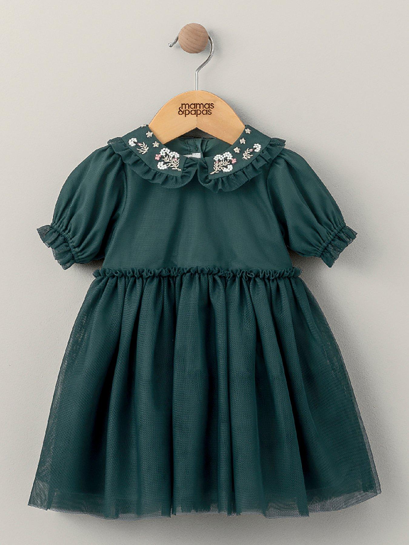 mamas-papas-baby-girls-embroidered-mesh-dress-greenfront