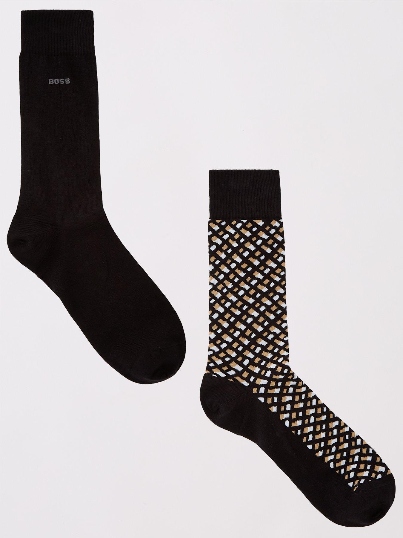 Image 1 of 3 of BOSS 2 Pack Monogram Crew Socks-black