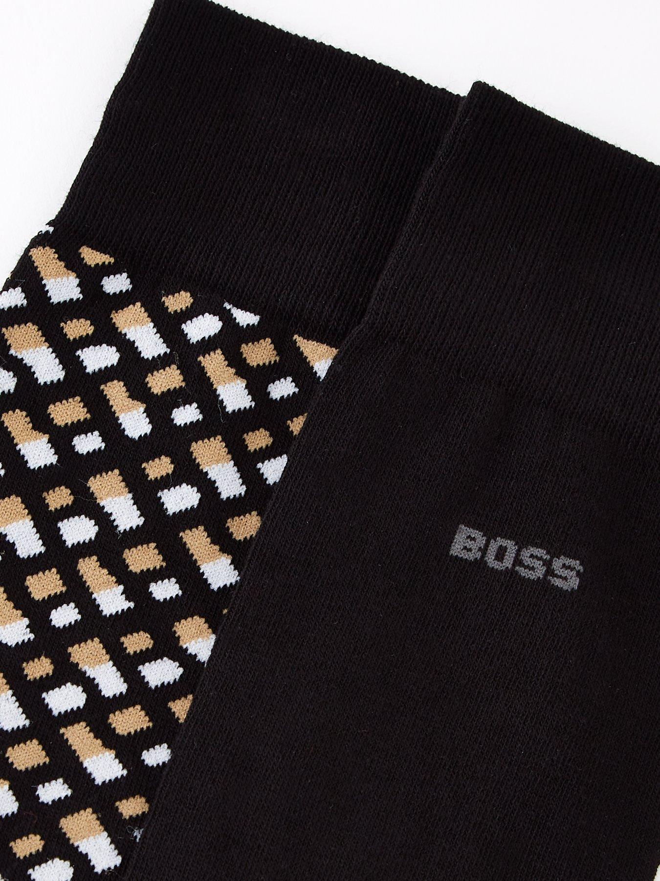 Image 3 of 3 of BOSS 2 Pack Monogram Crew Socks-black