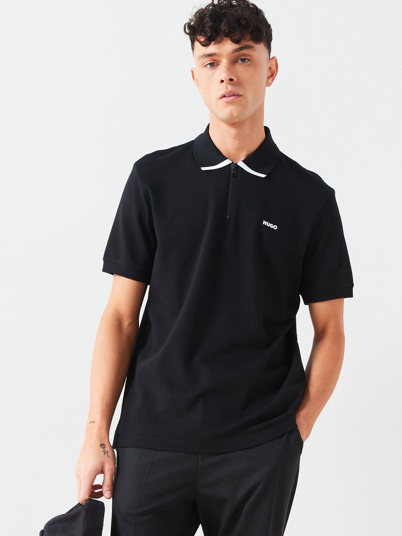 Image 1 of 6 of HUGO Dalomino Regular Fit Short Sleeve Polo Shirt - Black