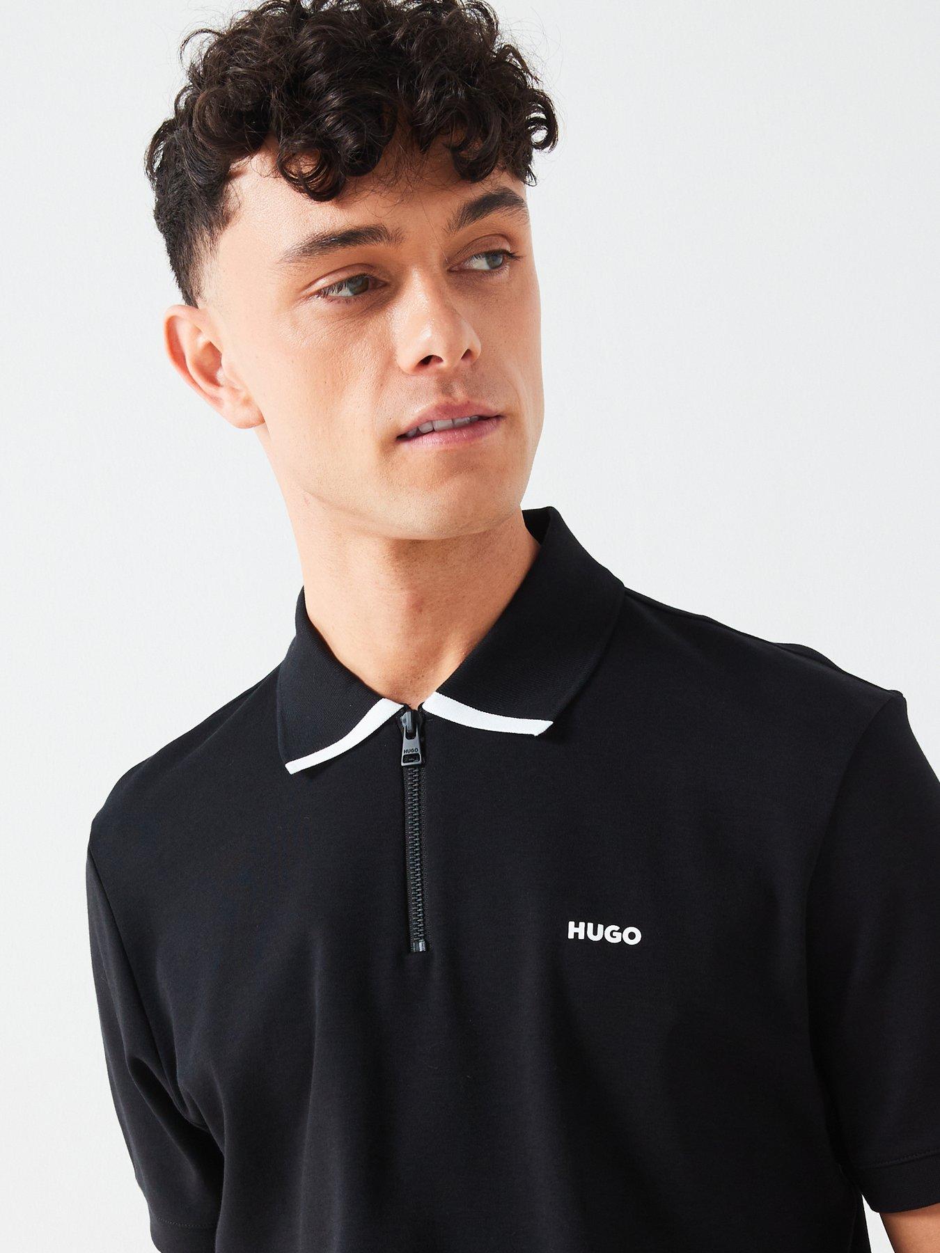 Image 4 of 6 of HUGO Dalomino Regular Fit Short Sleeve Polo Shirt - Black