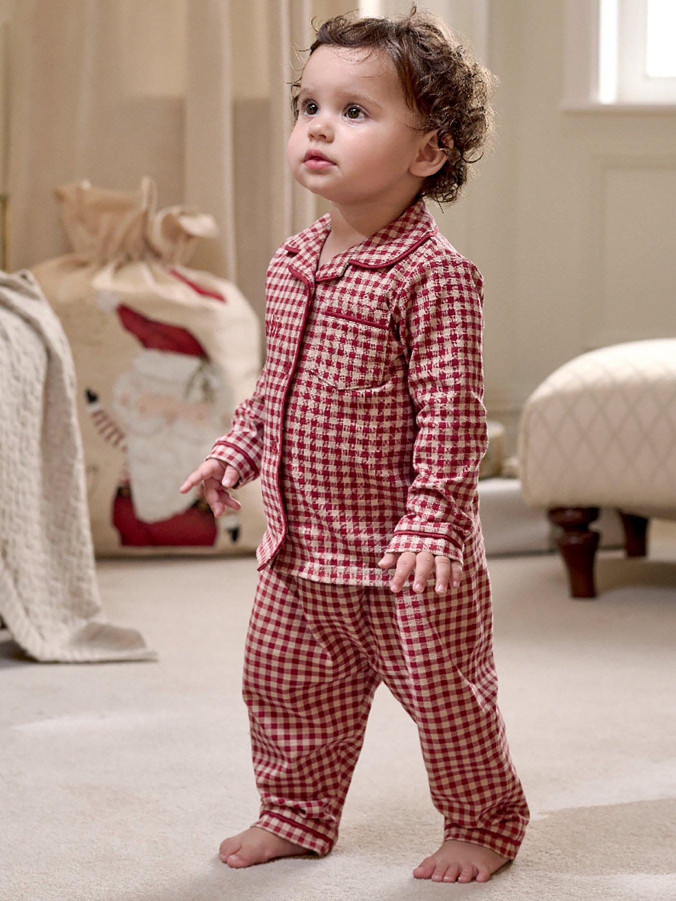 mamas-papas-unisex-baby-jersey-check-pyjamas-redfront