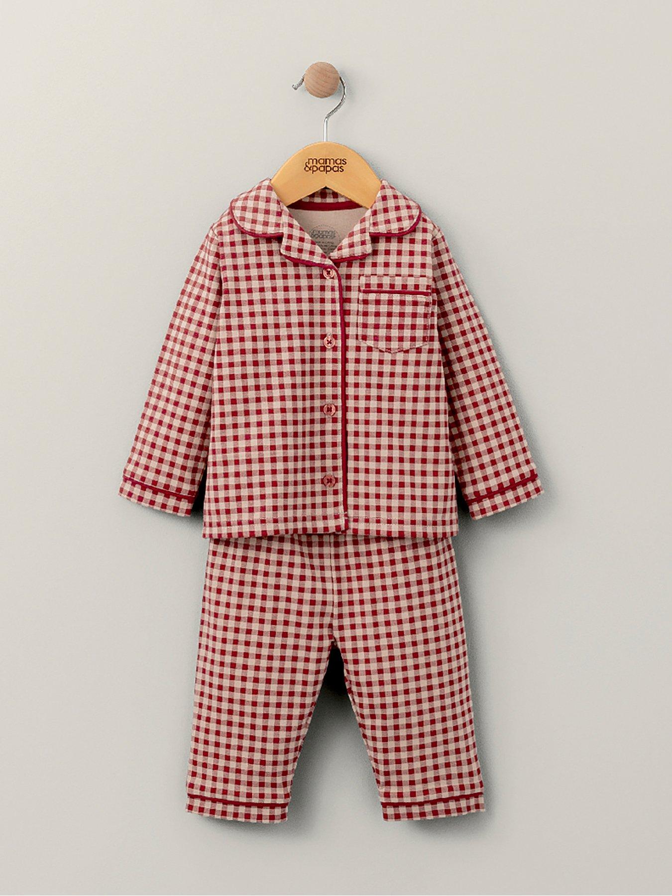 mamas-papas-unisex-baby-jersey-check-pyjamas-redstillFront