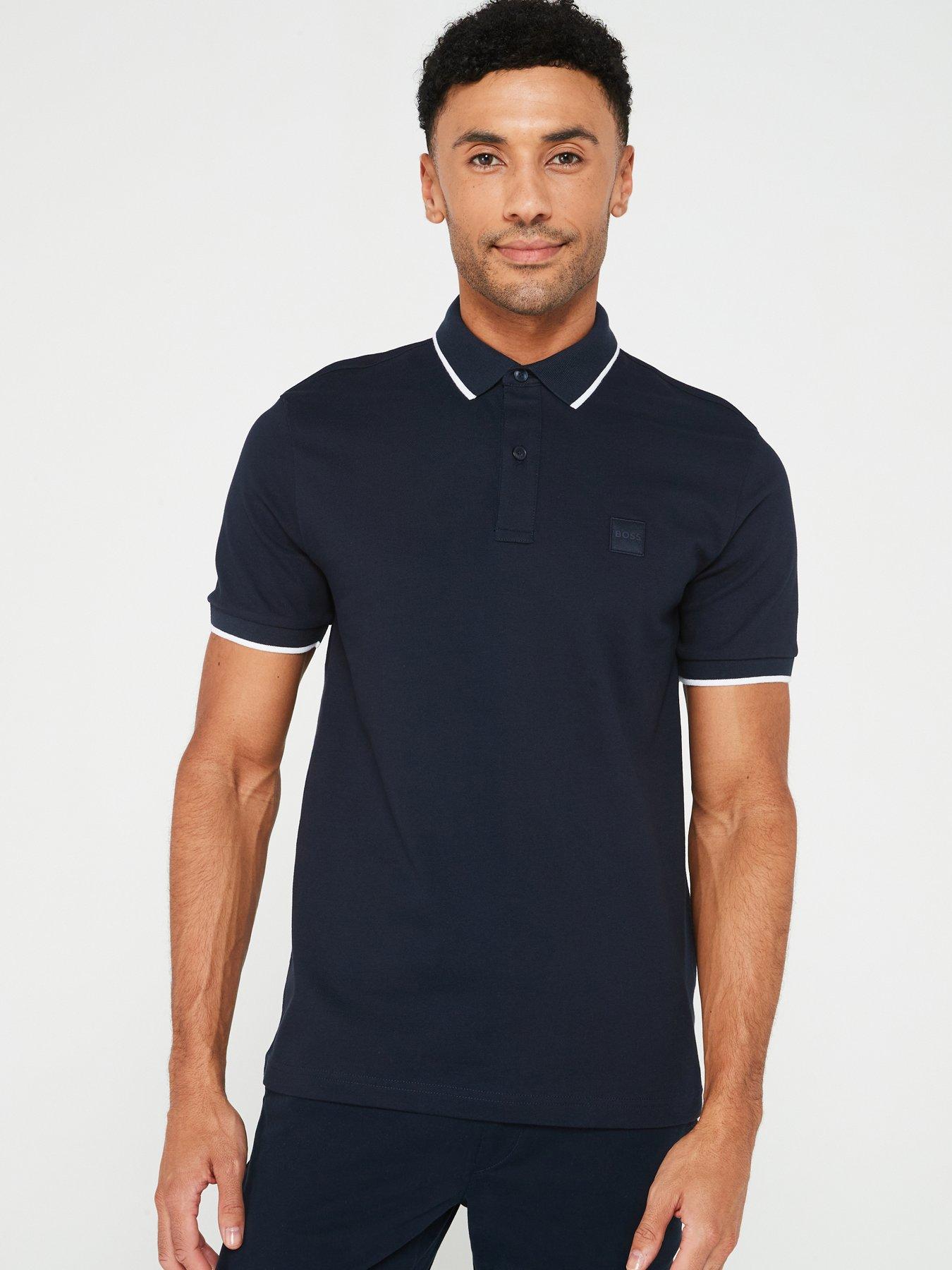 BOSS Passertip Slim Fit Short Sleeve Polo Shirt - Dark Blue