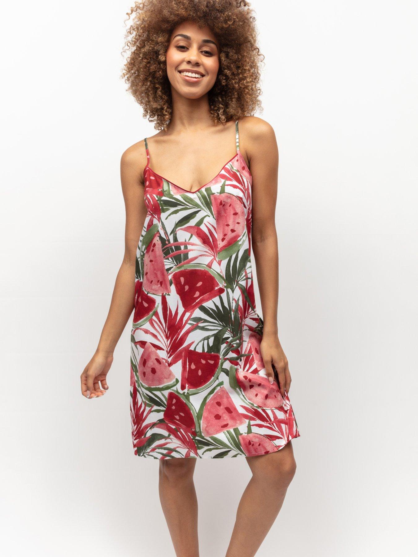 cyberjammies-white-watermelon-print-strappy-short-nightdress