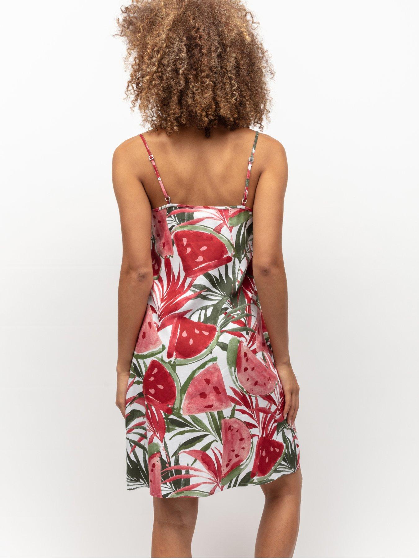 cyberjammies-white-watermelon-print-strappy-short-nightdressstillFront