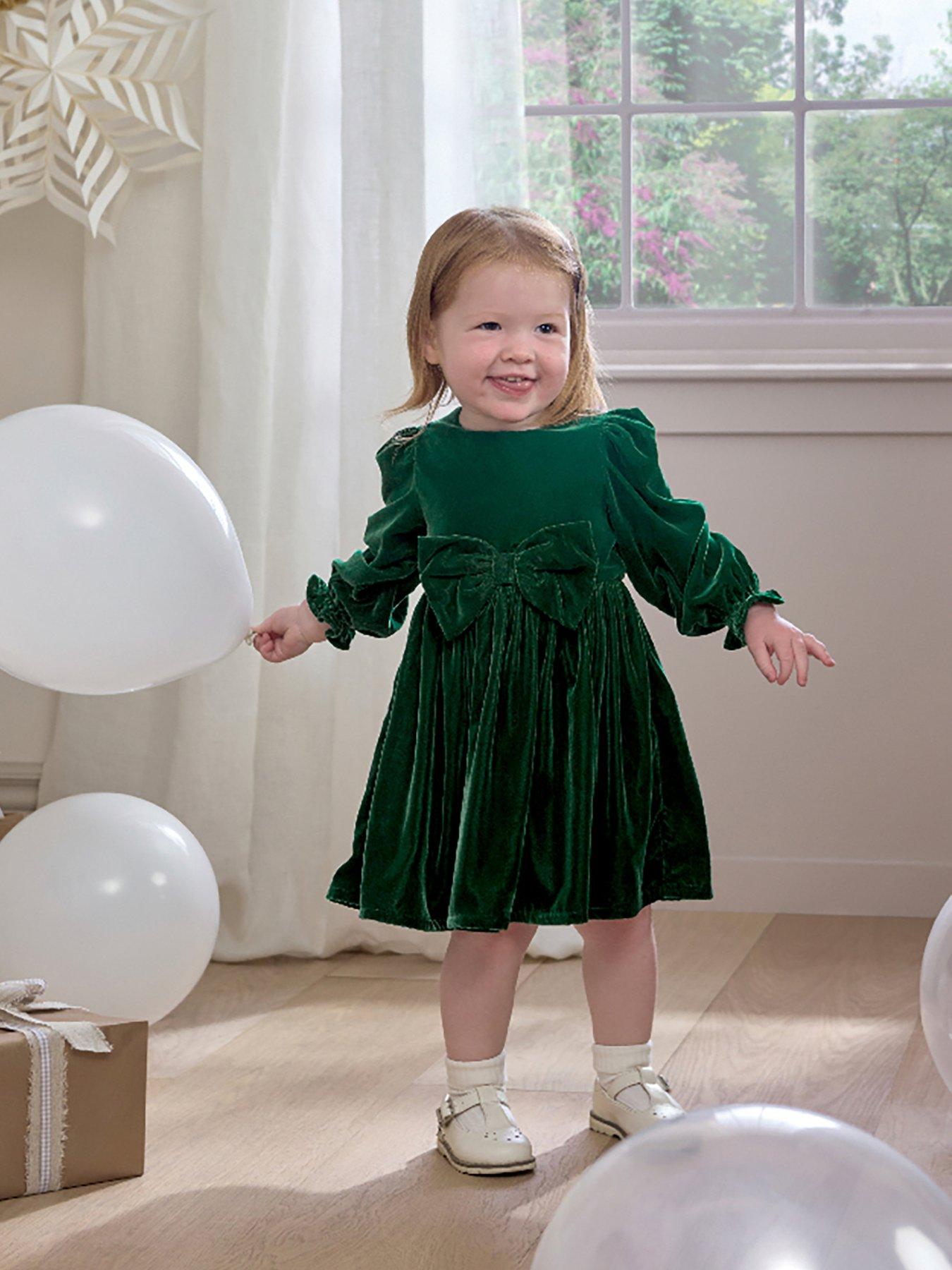 mamas-papas-baby-girls-velvet-bow-dress-greenstillFront