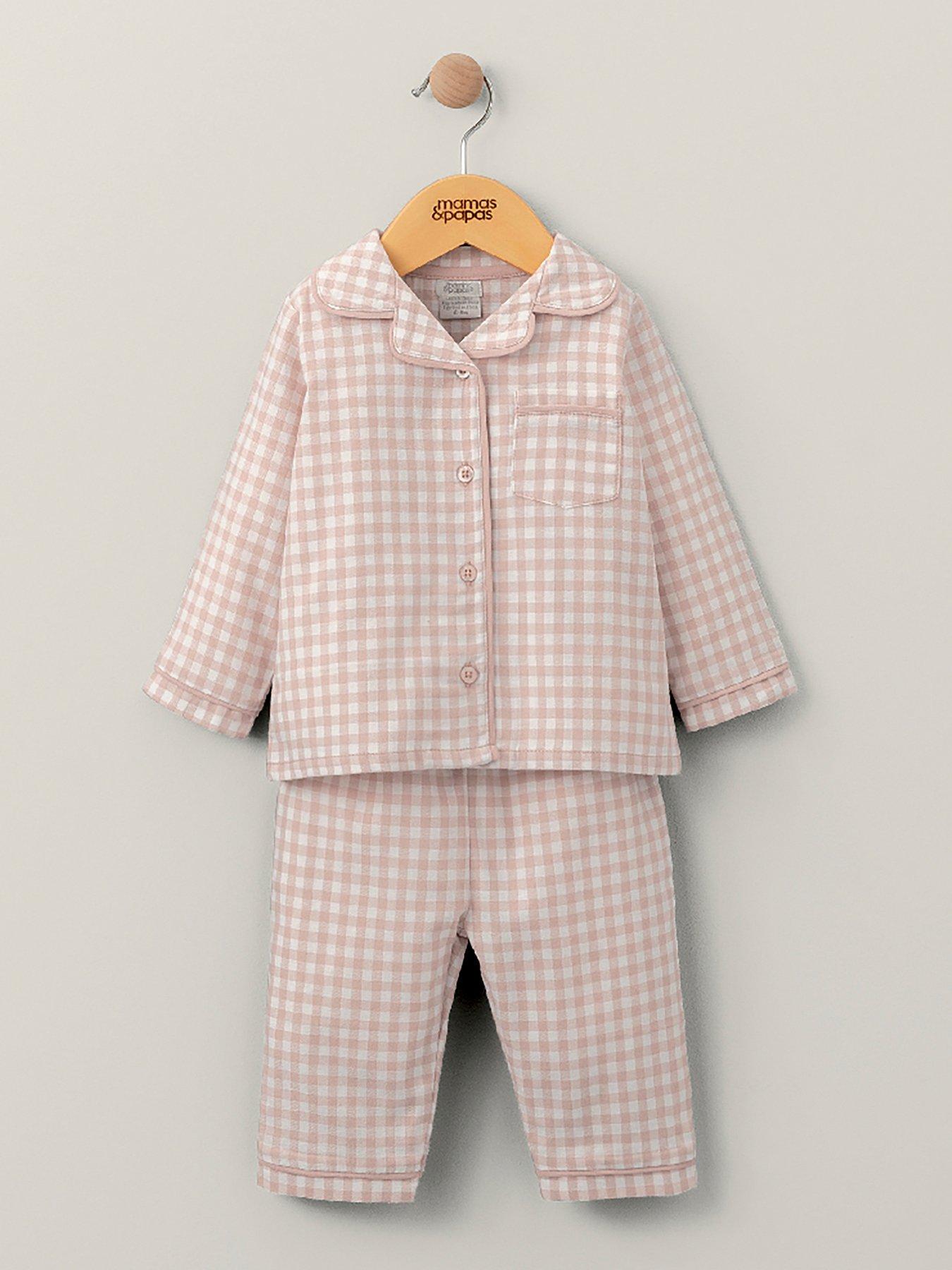 mamas-papas-baby-girls-check-woven-pyjamas-pinkfront