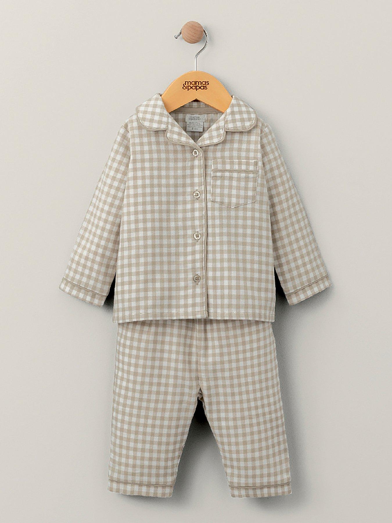 mamas-papas-unisex-baby-check-woven-pyjamas-sand