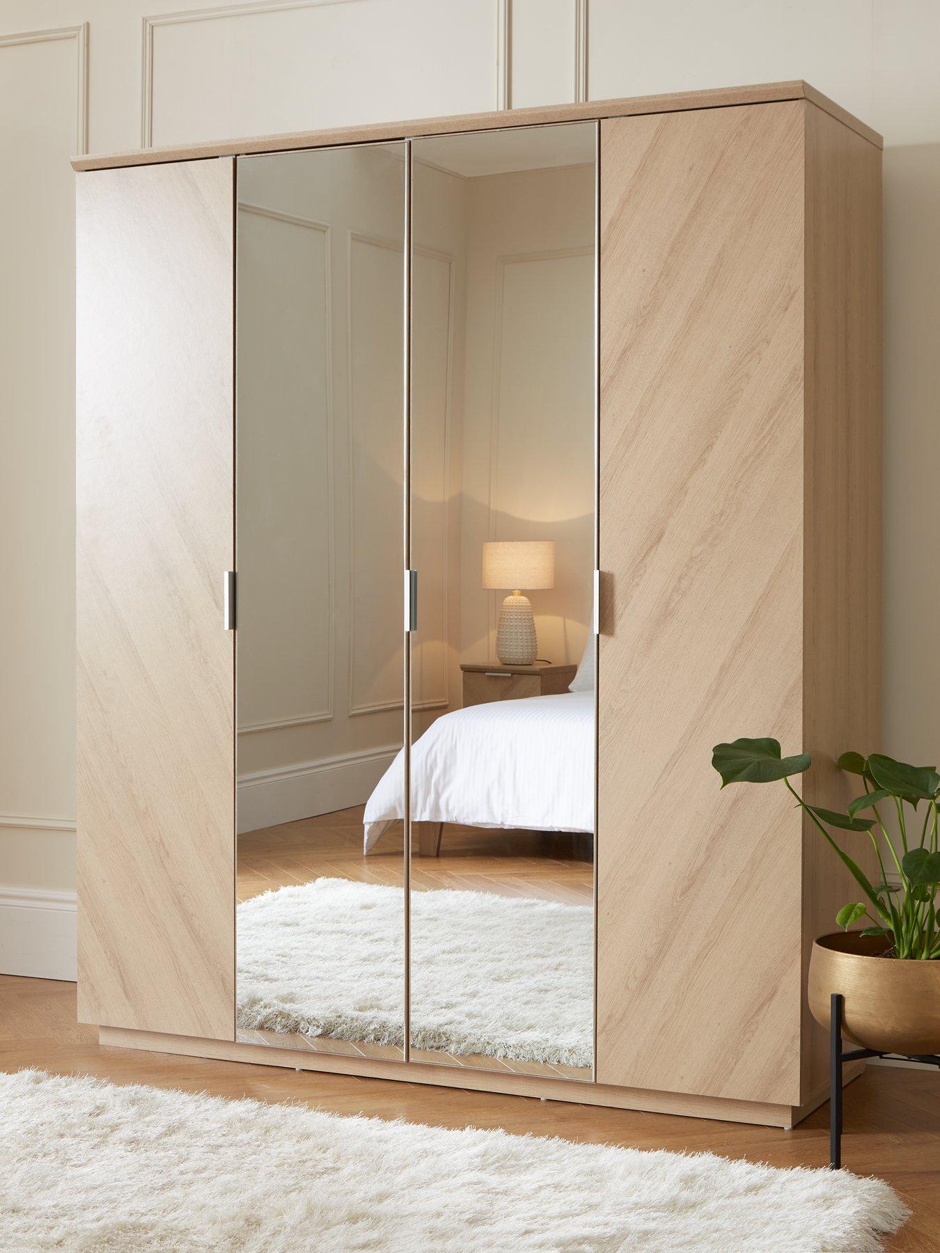 very-home-kentford-4-door-mirrored-wardrobe-oak