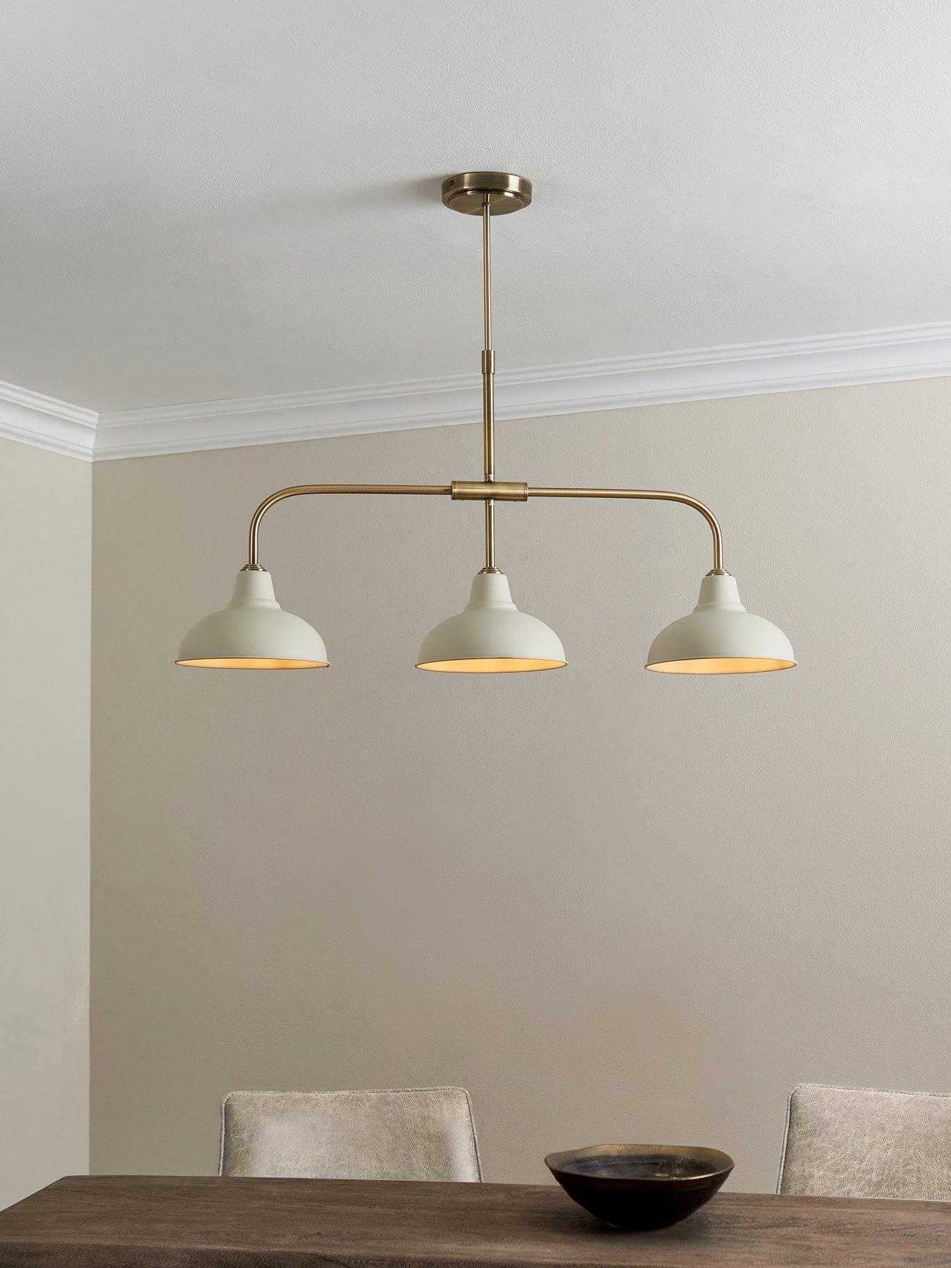 Image 1 of 6 of The Very Collection Hemstone 3 Light Bar Pendant - Cream/Antique Brass