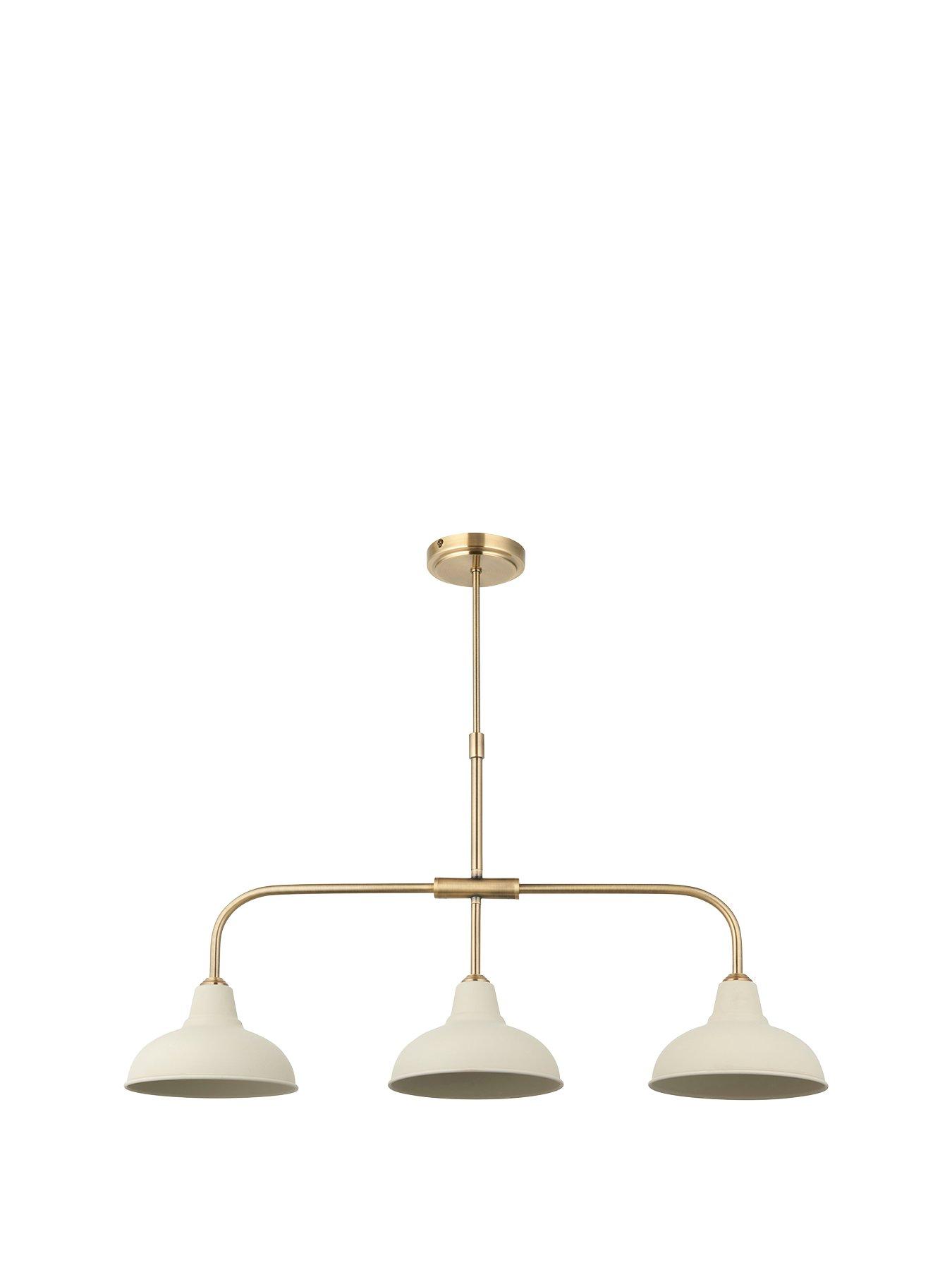 Image 2 of 6 of The Very Collection Hemstone 3 Light Bar Pendant - Cream/Antique Brass