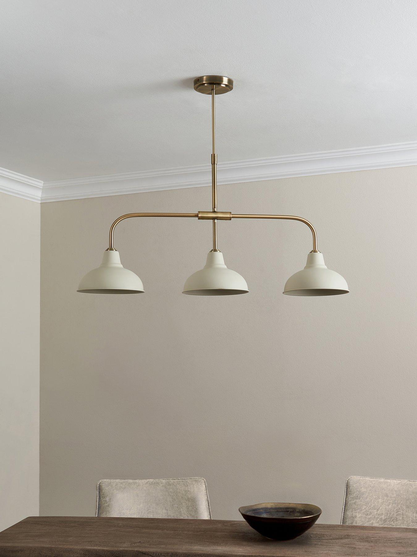 Image 3 of 6 of The Very Collection Hemstone 3 Light Bar Pendant - Cream/Antique Brass