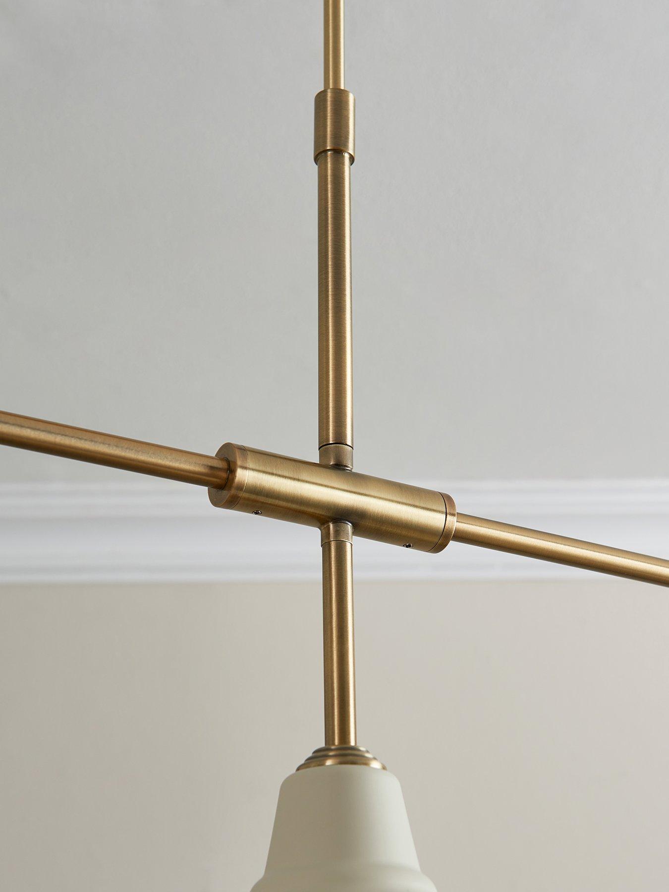 Image 6 of 6 of The Very Collection Hemstone 3 Light Bar Pendant - Cream/Antique Brass