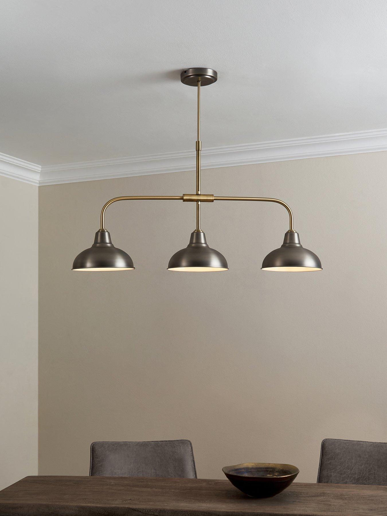 undefined Hemstone 3 Light Bar Pendant - Pewter/Antique Brass
