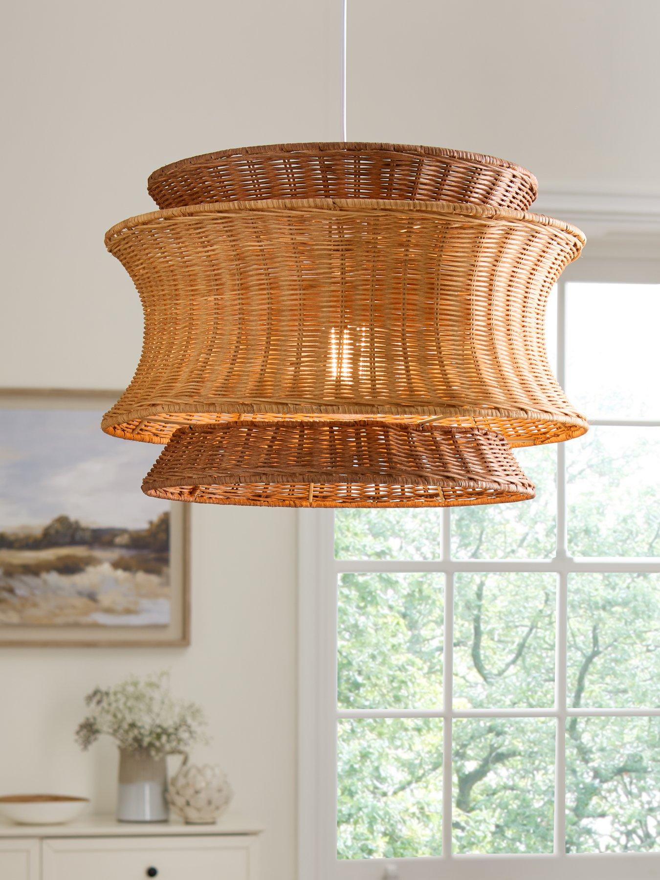 very-home-wicker-two-tier-easy-fit-lamp-shade-brown