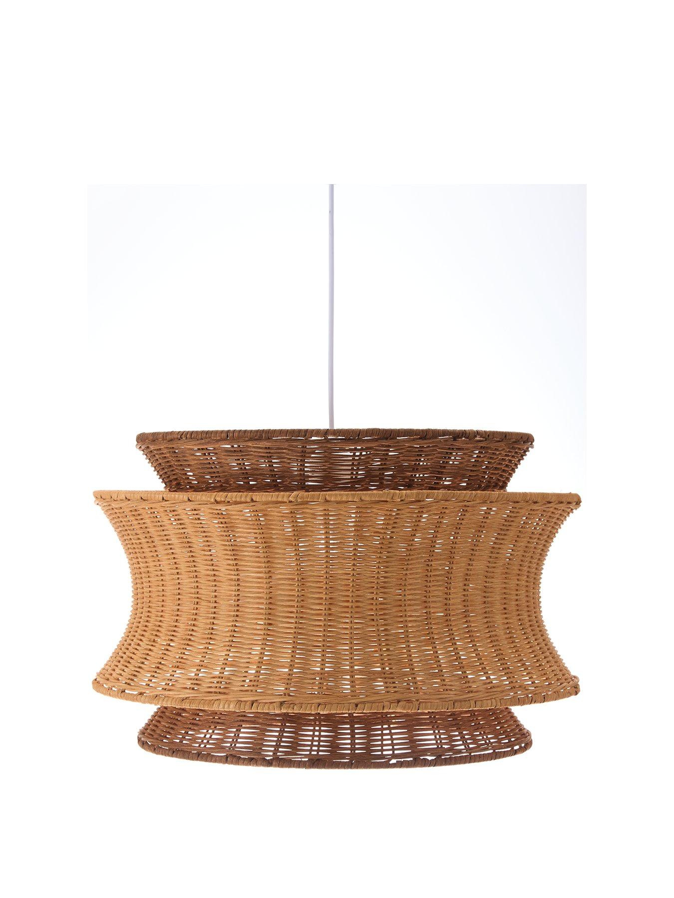 very-home-wicker-two-tier-easy-fit-lamp-shade-brownstillFront