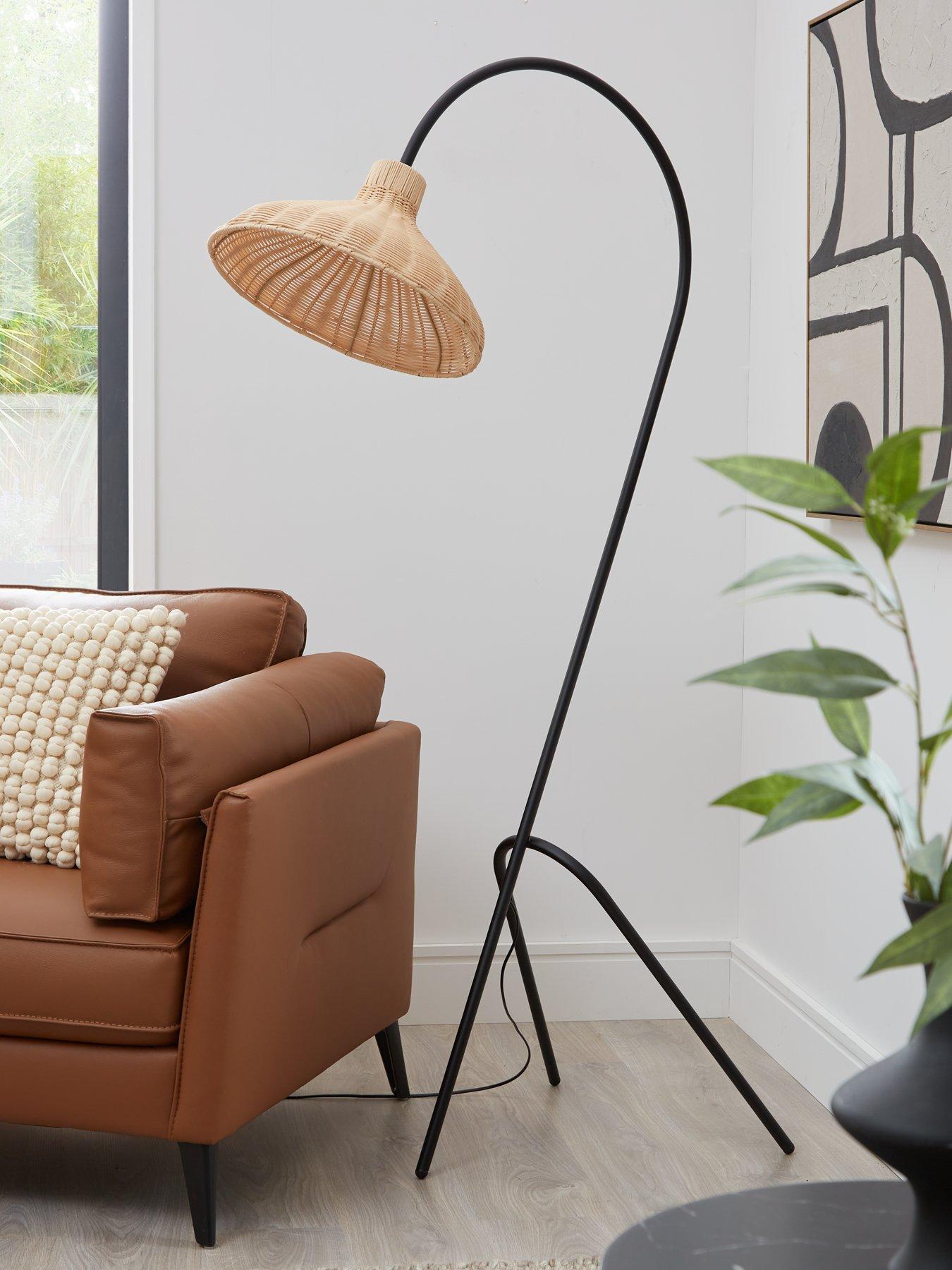 Very Home Arched Floor Lamp with Rattan Shade