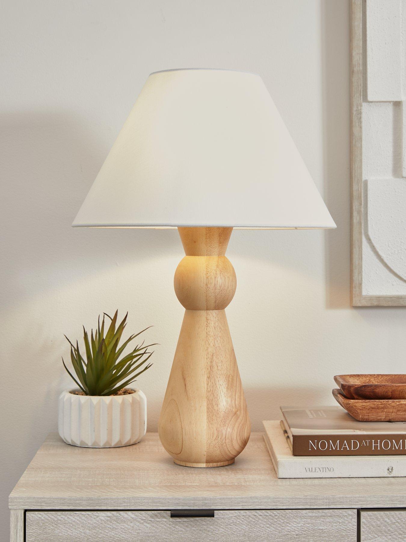 undefined Turned Wooden Totem Table Lamp