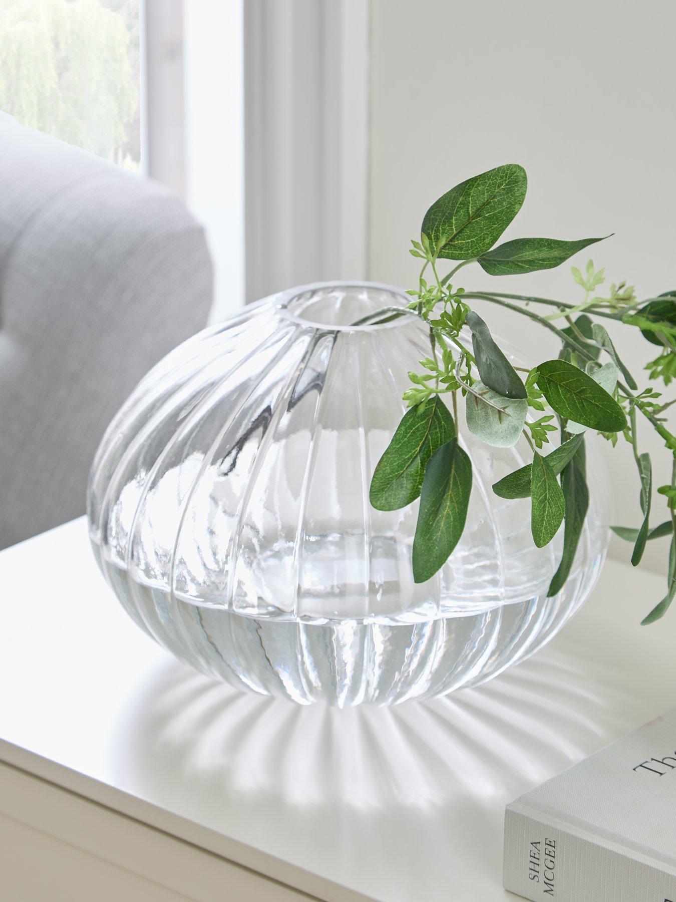 Image of Very Home Large Glass Ribbed Vase