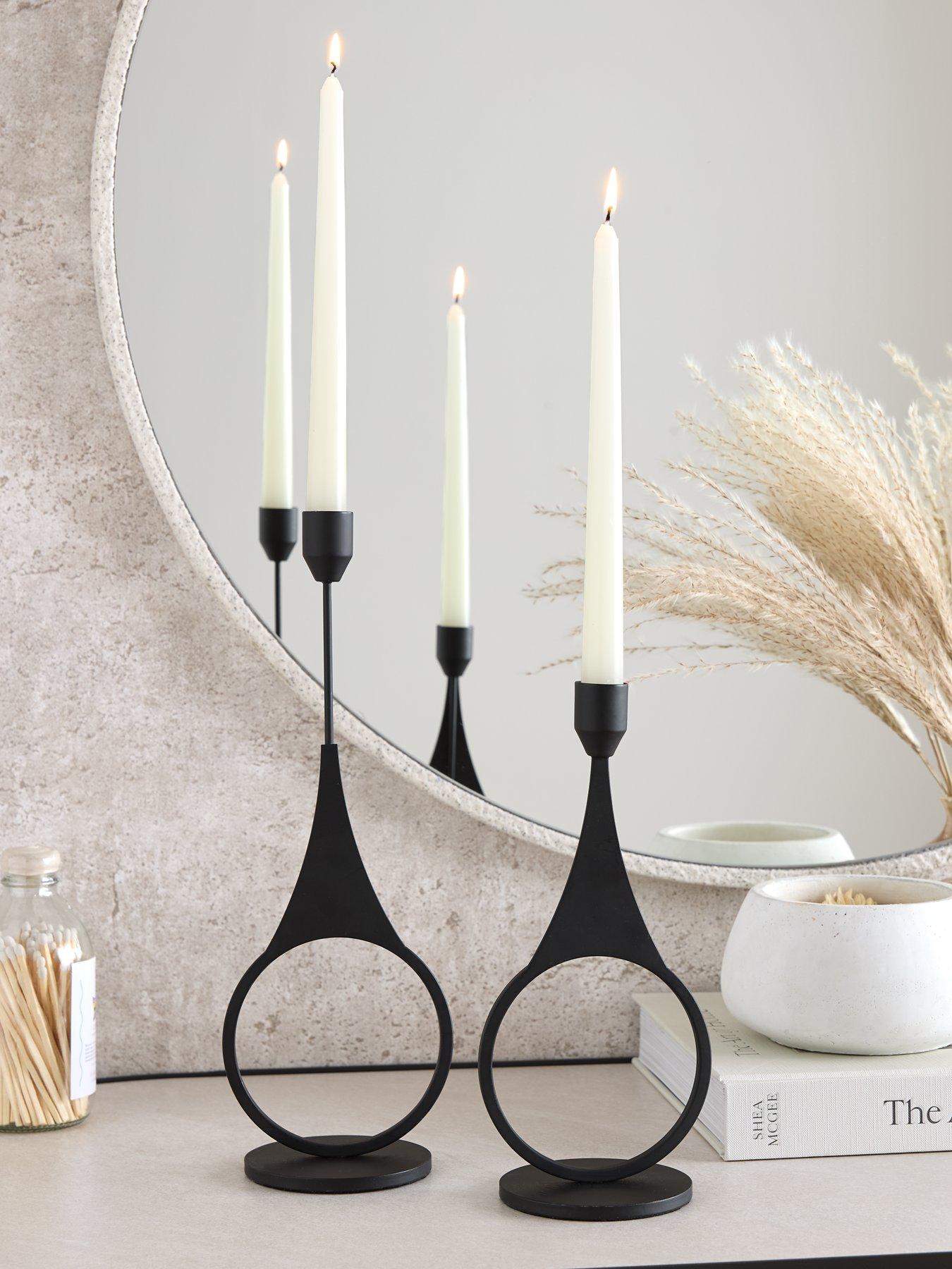 Michelle Keegan Home Set of 2 Black Abstract Candle Holders
