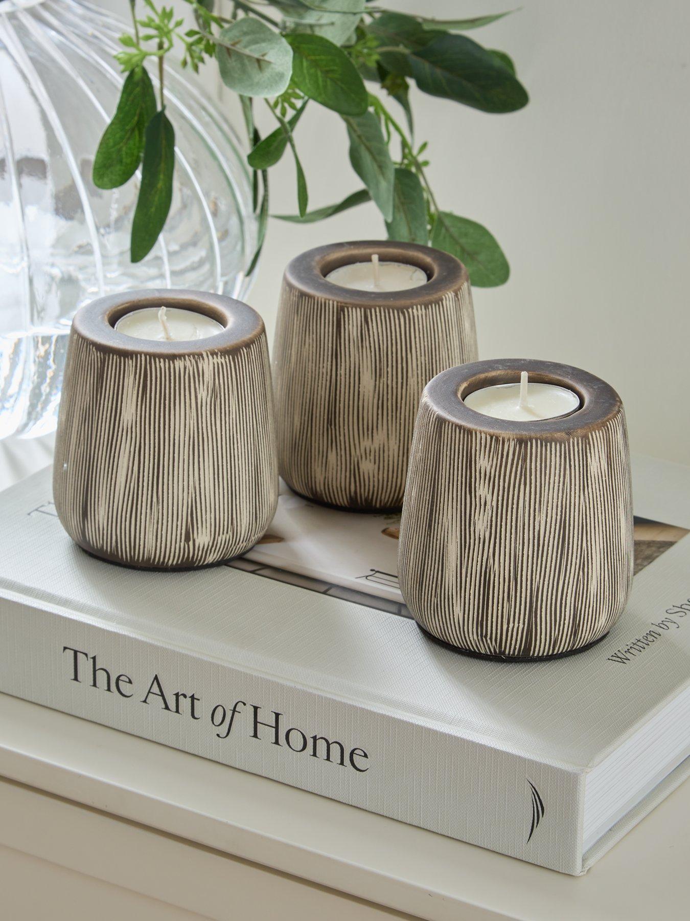 Image 1 of 5 of The Very Collection Set Of 3 Striped Candle Holders