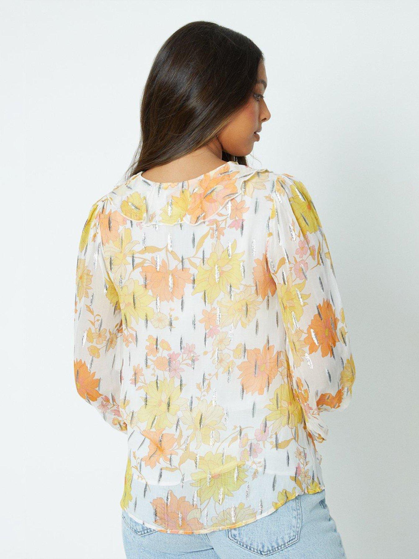 dorothy-perkins-shimmer-print-ruffle-blouse-ivorystillFront