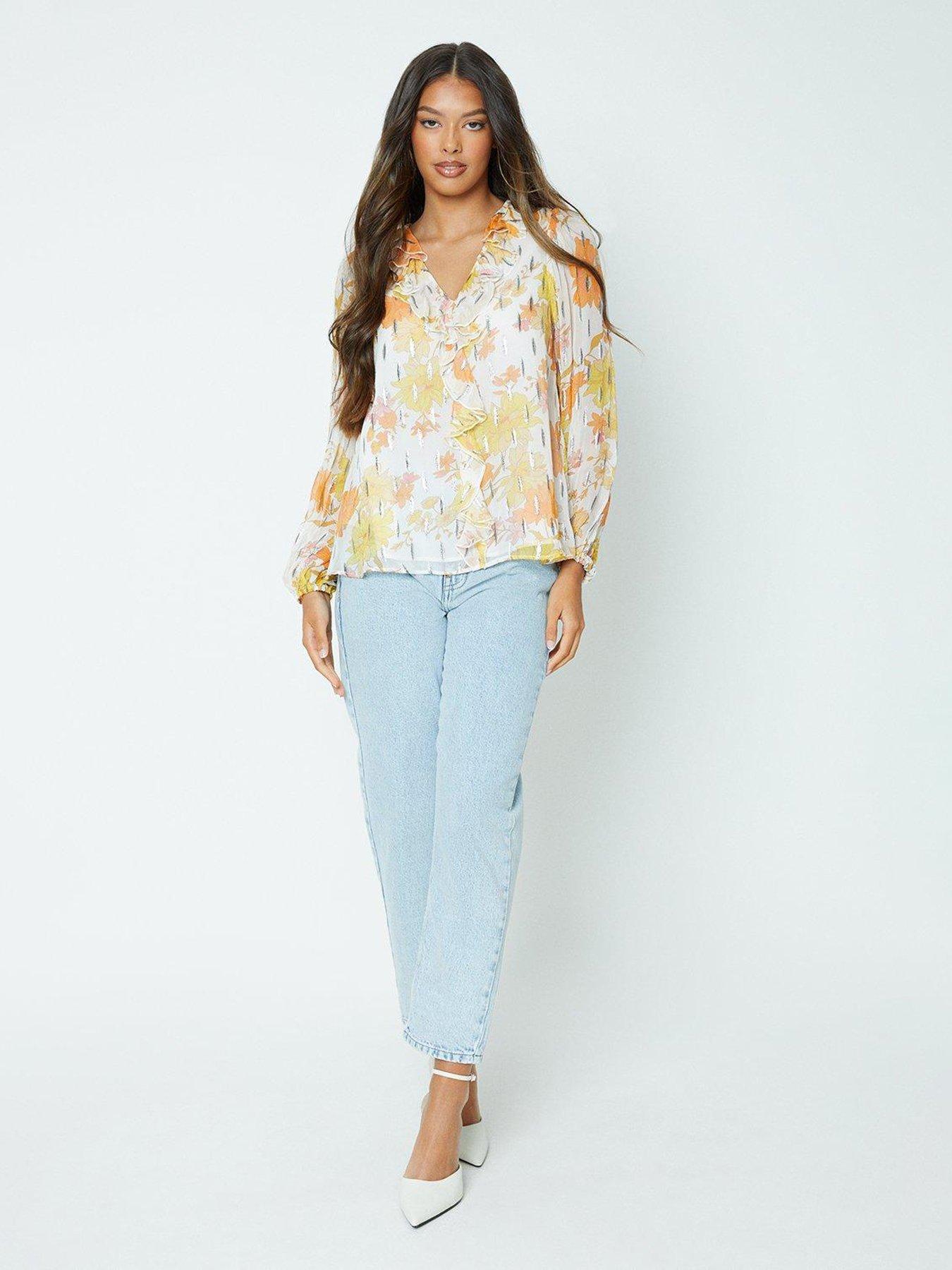 dorothy-perkins-shimmer-print-ruffle-blouse-ivoryback