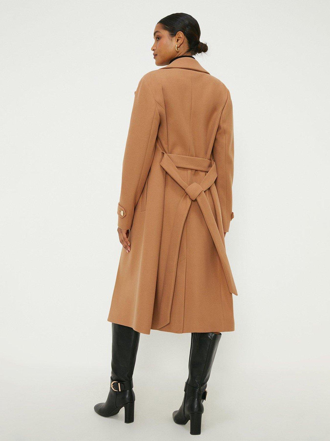 Dorothy perkins camel 2025 belted wrap coat